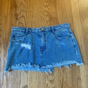 Free People Distressed Denim Mini Skirt